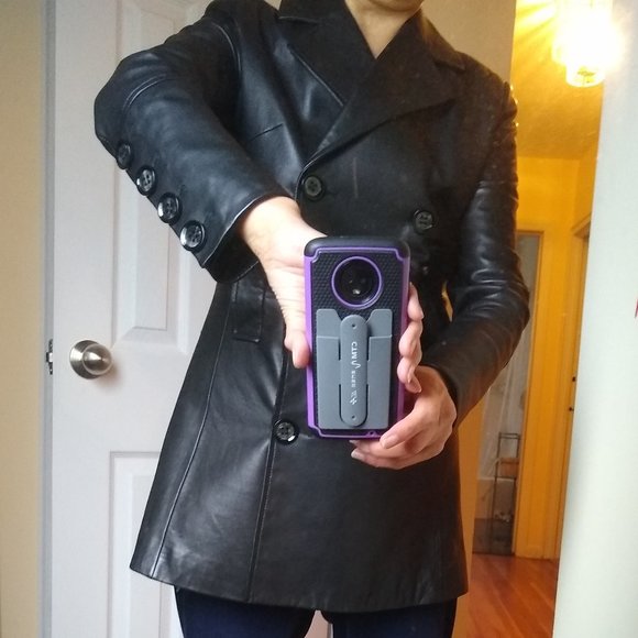 GENUINE Leather Double Breasted Jacket Blazer Coat - Picture 12 of 15